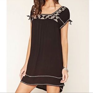 Boho Forever 21 Embroidered Short Sleeve Dress